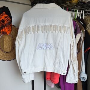 Fringe Pearl Denim Bridal Jacket